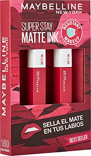 Maybelline New York, SuperStay Matte Ink, Cofre 2 Pintalabios Permanentes Líquidos de Larga Duración, Efecto Mate, Maquillajes Labiales, Tono 150 Path Finder - 2 Unidades, 10 ml