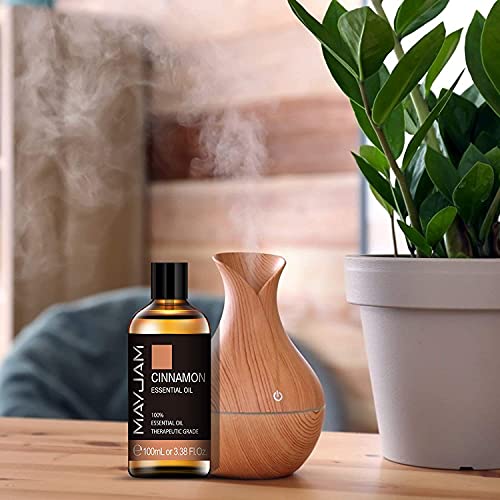 MAYJAM Aceites Esenciales de Canela 100 ml, 100% Aceites Esenciales Naturales Puros, Aceite Esencial de Aromaterapia de Grado Terapéutico, Aceites de Fragancia para Difusor Humidificador Relajación