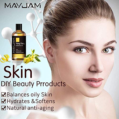 MAYJAM Aceites Esenciales de Ylang Ylang 100 ml, 100% Aceites Esenciales Naturales Puros, Aceite Esencial de Aromaterapia de Grado Terapéutico, Aceites de Fragancia para Difusor Humidificador