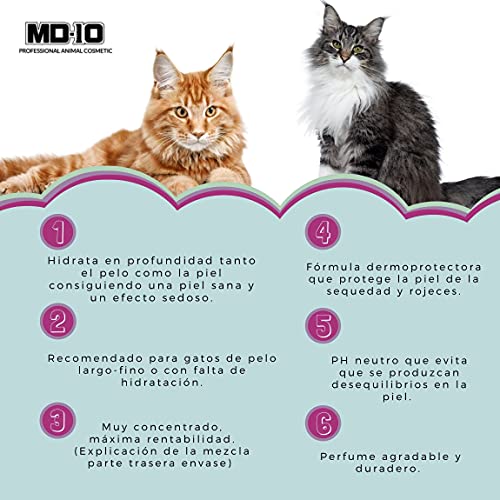 MD-10 COLLECTION Champú Gatos Hidratación 300ml - Pelo Largo/Liso - Pieles delicadas - Sedoso y Brillante