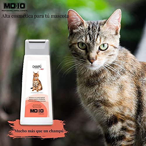 MD-10 COLLECTION Champú Gatos Hidratación 300ml - Pelo Largo/Liso - Pieles delicadas - Sedoso y Brillante