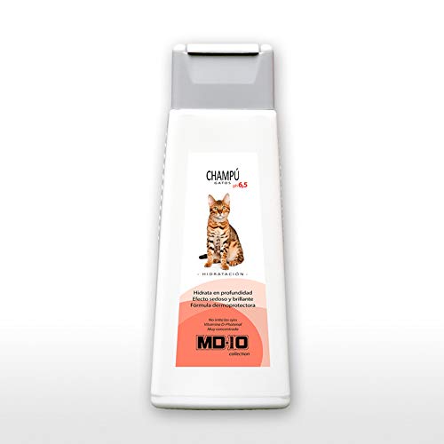 MD-10 COLLECTION Champú Gatos Hidratación 300ml - Pelo Largo/Liso - Pieles delicadas - Sedoso y Brillante