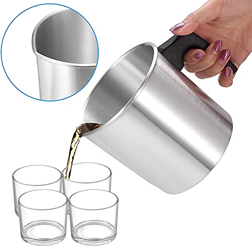 Mengger Olla de Cera hacer velas 1.2L Copa de Cera con Mango Resistente Al Calor Vela Perfumada DIY Jarra de Cera Jarra Interna para Velas y Manualidades Derretir Con vaso Copa de vela