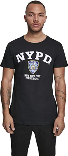 MERCHCODE - Camiseta para Hombre con Logo NYPD, Hombre, Camiseta, MC324, Negro, Extra-Small