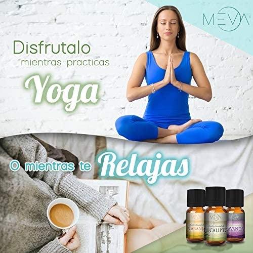 MEVA Difusor de aceites esenciales Humidificador Ultrasónico 400ml para Aromaterapia y purificador de aire con 7 colores Led y control remoto en acabados tipo madera (MADERA BAMBÚ)