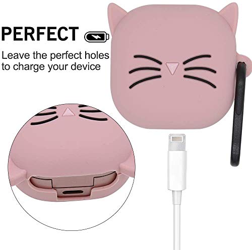 MI-KOU La Funda Protectora de Silicona es Compatible con los auricularesSamsung Galaxy Buds Plus 2020 / Galaxy Buds 2019, Funda Protectora a Prueba de Golpes,Gato de Dibujos Animados Lindo-Rosa