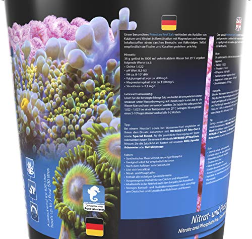 MICROBE-LIFT Premium Reef Salt - Sal Marina Apta para acuarios de Agua Salada, Ideal para el Cuidado de corales y Peces, White, 20 kg