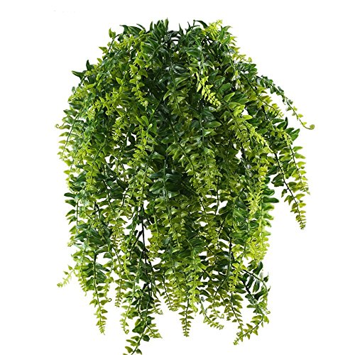 MIHOUNION 2pcs Hiedra Artificial Helecho Colgante para Exterior e Interior, Plantas Artificiales Colgantes 69cm Verde Guirnalda Hojas Enredadera Plastico Sin Maceta para Terraza Pared Cesta Hogar