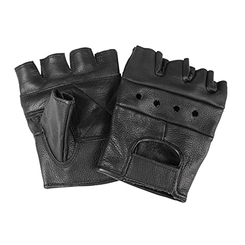 Mil-Tec Guantes de cuero sin dedos (Negro/XS)