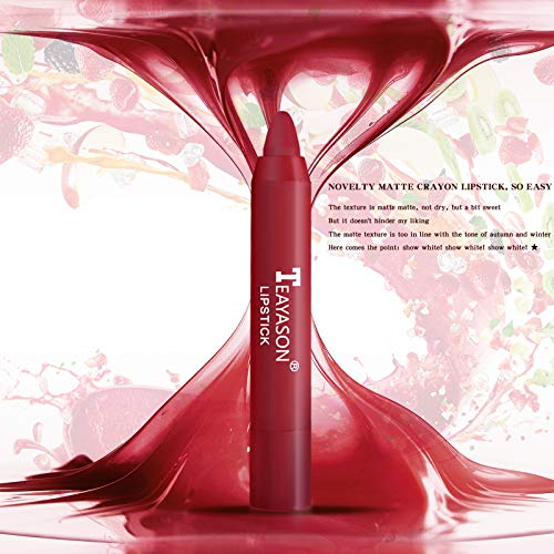 Mimore Lápiz labial 3 piezas/juego Sabor a fruta Mate Lápiz labial Crayon Duradero Impermeable A prueba de manchas Moda portátil completo Kit de maquillaje de barras de labios (A)