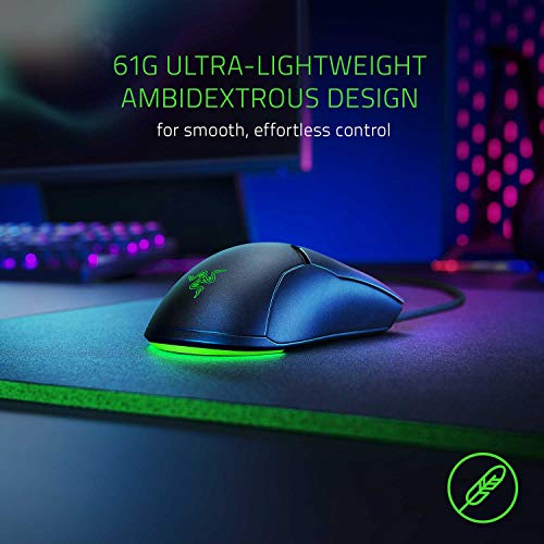 Miniratón ultraligero Razer Viper para juegos: Botones de juego más rápidos - Sensor óptico de 8500 DPI - Iluminación Chroma RGB - 6 botones programables - Cable sin arrastre - Negro clásico.