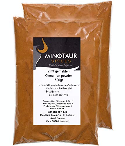 Minotaur Spices | Canela molida | Canela en polvo suave | 2 x 500 g (1 Kg)