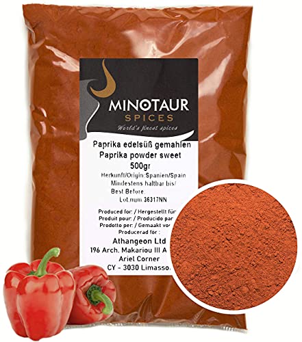 Minotaur Spices | Pimentón Dulce molido, Polvo de pimentón Suave | 2 x 500g (1 kg)