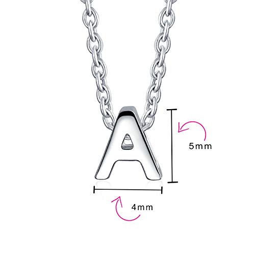 Minúsculas letras de molde alfabeto colgante A-Z delicado .925 Sterling Silver Collar inicial para las mujeres para el nombre de adolescente letra A