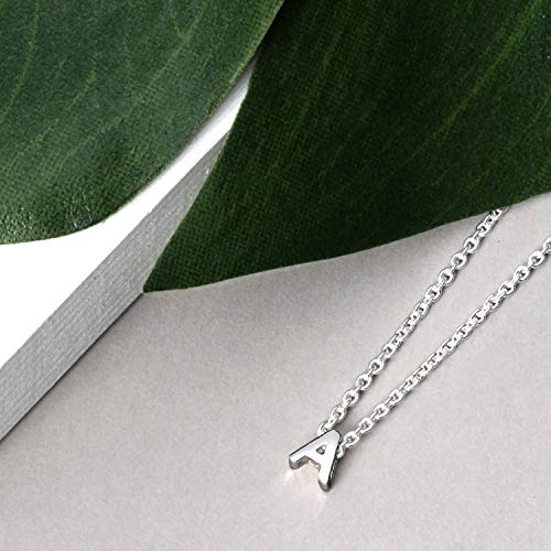 Minúsculas letras de molde alfabeto colgante A-Z delicado .925 Sterling Silver Collar inicial para las mujeres para el nombre de adolescente letra A