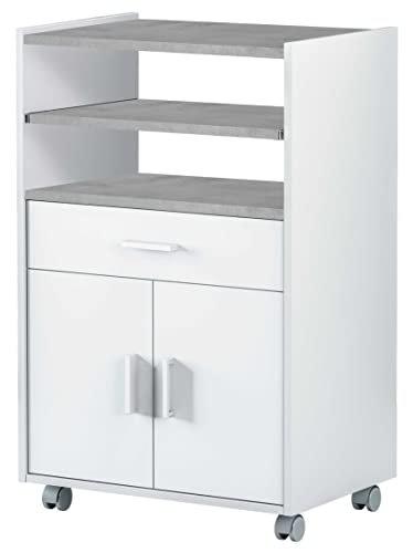 Miroytengo Mueble microondas Plutón bufe Cocina aparador Estilo Moderno Tiradores Blancos 59x40x92 cm