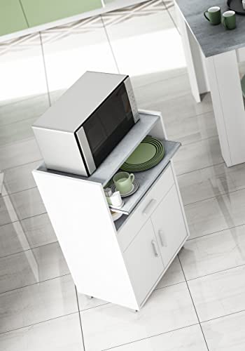 Miroytengo Mueble microondas Plutón bufe Cocina aparador Estilo Moderno Tiradores Blancos 59x40x92 cm