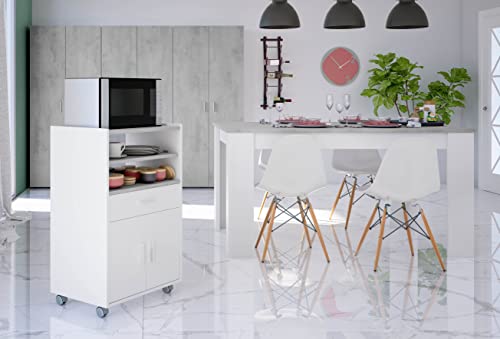 Miroytengo Mueble microondas Plutón bufe Cocina aparador Estilo Moderno Tiradores Blancos 59x40x92 cm