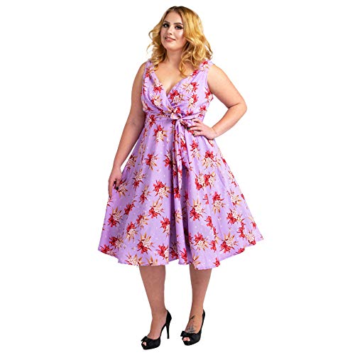 Miss Lavish London Vestidos de dama de honor vintage Rockabilly de los años 40 y 50, púrpura (Butterfly Purple), 54