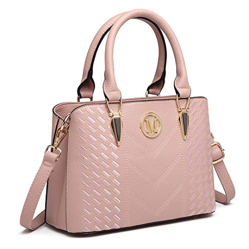 Miss Lulu Bolso de Mano para Mujer Elegante Bolso de Compras con Asa Superior Cuero Sintética (Rosa)