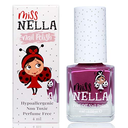 Miss Nella LITTLE POPPET- Púrpura Esmalte especial para uñas para niños, fórmula despegable, a base de agua y sin olor