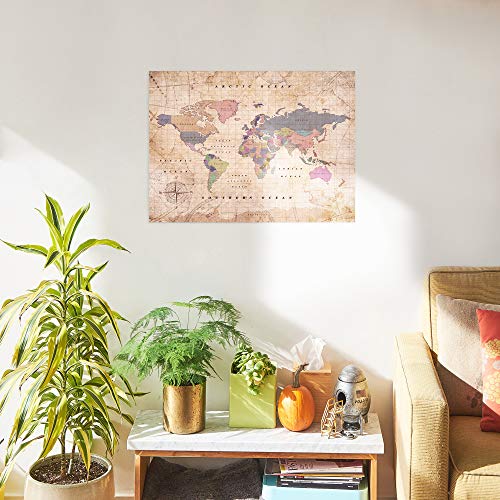 Miss Wood Woody Old School Mapa, Corcho, Multicolor, XL (60 x 90 cm)