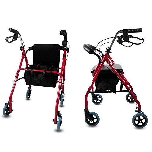 Mobiclinic, Modelo Sinagoga, Rollator con 4 ruedas, Andador para adultos, mayores, minusválidos o ancianos, andador caminador de aluminio, ayuda para caminar, ligero, plegable, con asiento, Rojo