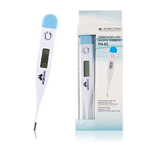 Mobiclinic, TH-02, Termómetro digital, Marca Española, Rígido, Alta precisión, Ligero, Alarma de fiebre, Marcado CE, Termómetro médico, Medición de temperatura vía oral, Rectal y axilar