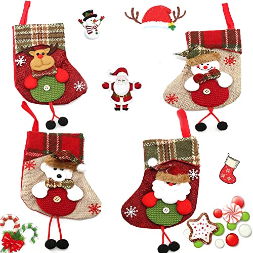 mohito Medias de Navidad，4pcs Medias de Navidad Bolsa de Regalo Calcetines de Navidad para el árbol de Navidad Chimenea Decoración Colgante Christmas Stocking Calcetines Decoración Navideña Caramelo