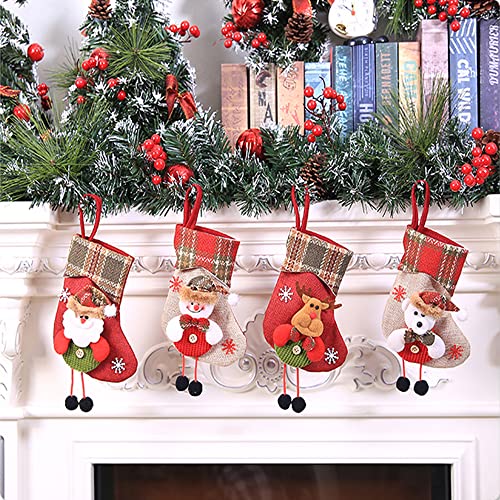 mohito Medias de Navidad，4pcs Medias de Navidad Bolsa de Regalo Calcetines de Navidad para el árbol de Navidad Chimenea Decoración Colgante Christmas Stocking Calcetines Decoración Navideña Caramelo