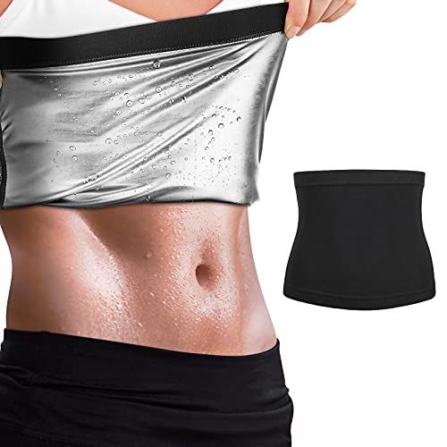 MoKo Faja Reductora Adelgazante Multifuncional, Cinturón Reductora Compresión de Sauna Deportivo Suave, Cinturón de Pérdida de Peso para Adelgazar y Entrenamiento para Mujeres, S/M, Negro/Plata