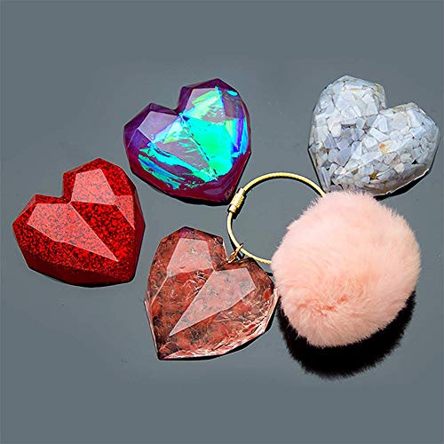 Molde de 3 cavidades 3D Love Heart Crystal Diamond en forma de molde de silicona epoxi Resina de fundición de molde de cristal para joyas de accesorios de joyería para bodas, baby shower