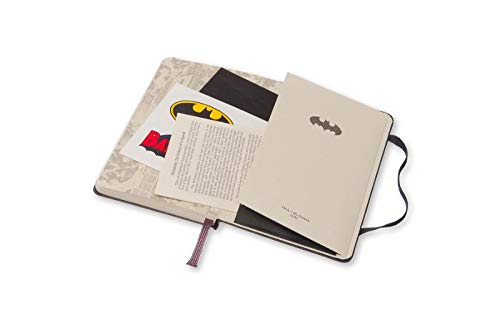 Moleskine 11300 - Cuaderno de hojas rayadas, negro y blanco - Diario Batman Tapa Dura