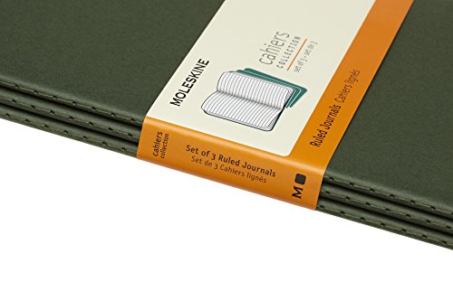 Moleskine - Cahier Journal Cuaderno de Notas, Set de 3 Cuadernos con Páginas, Tapa de Cartón y Cosido de Algodón Visible, Color Verde Mirto