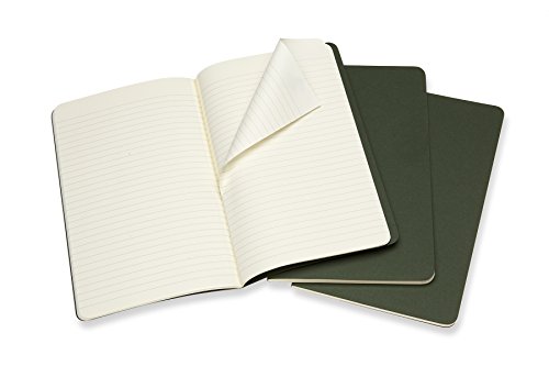 Moleskine - Cahier Journal Cuaderno de Notas, Set de 3 Cuadernos con Páginas, Tapa de Cartón y Cosido de Algodón Visible, Color Verde Mirto