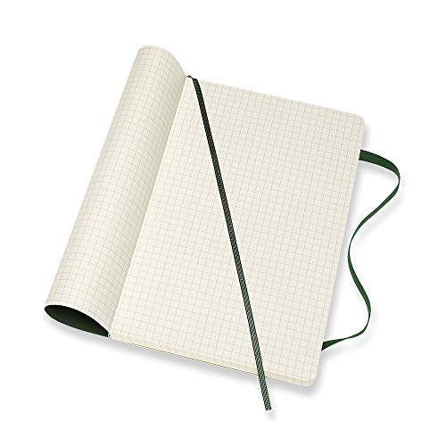 Moleskine Classic Notebook, Taccuino a Quadretti, Copertina Morbida e Chiusura ad Elastico, Formato Large 13 x 21 cm, Colore Verde Mirto, 192 Pagine