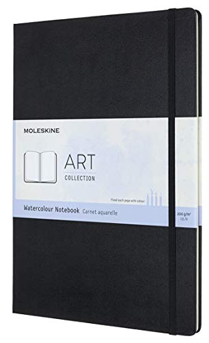 Moleskine - Cuaderno de Acuarela Clásico, Papel Adecuado para Lápices y Pinturas de Acuarela, Tapa Dura y Cierre Elástico, Color Negro, Tamaño A4 21 x 29,7 cm, 60 Páginas