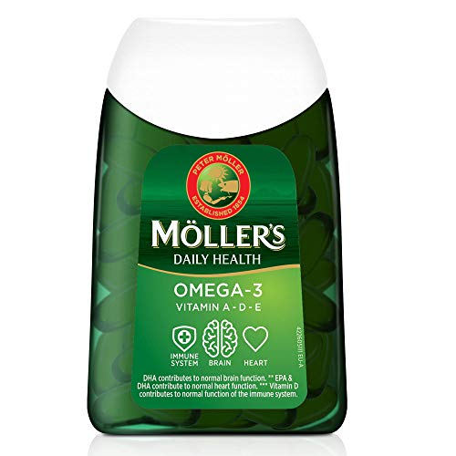 Moller’s ® | Cápsulas de omega 3 | Aceite de pescado | Suplemento dietético nórdico con omega 3 y EPA, DHA, vitaminas A, D y E | Marca con 166 años de historia | Daily Health | 112 cápsulas