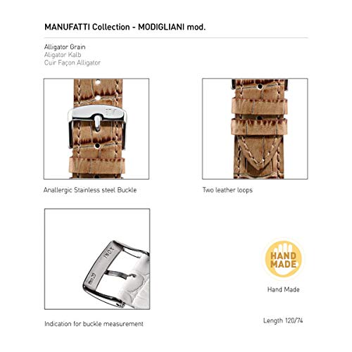 Morellato Correa de Reloj Unisex, Colección MANUFATTI, Mod. Modigliani, de Cuero auténtico de Becerro - Grano aligátor - A01X4807B95