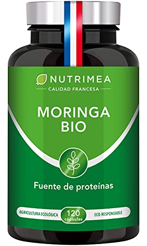 Moringa Oleifera Bio 120 Cápsulas | Superfood Antioxidante Natural Sistema Inmunológico Energía Proteina Vegetal | 330 mg Polvo Moringa con 66 mg de Proteina Apto para Veganos | Fabricado en Francia