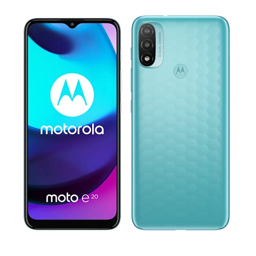 moto e20 (Pantalla 6.5" Max Vision HD+, cámara 13MP, procesador octa-core 1.6GHz, batería 4000 mAH, Dual SIM, 2/32GB, Android 11), Azul [Versión ES/PT]