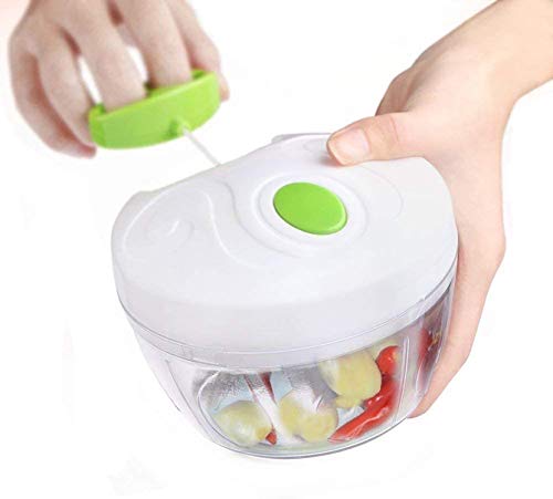 MovilCom® - Cortador de Verduras | Picadora Manual de Alimentos | trituradora de Alimentos para Verduras, Carne, Hierbas, Cebolla, ajo, Ensalada | Picadora Manual con Cuerda | 650ml