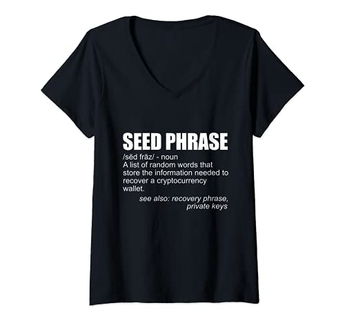 Mujer Definición de frase semilla criptomoneda Monedero Bitcoin Camiseta Cuello V