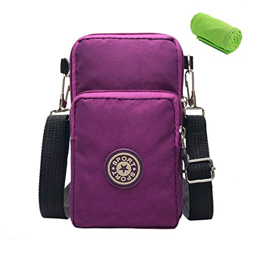 Mujeres Monedero Pequeña Bolso de Brazo Teléfono Móvil Mini Bandolera Mujer Bolsos de Mano Nylon Brazalete Deportivo Soporte Pasaporte Cintura de Viaje Bolsa de Cartera Niñas para iPhone Samsung