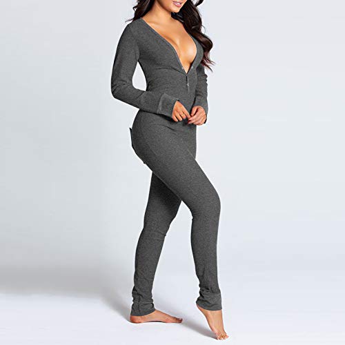 Mujeres Pijamas Tipo Mono Elegante Casual Funcional con Solapa Abotonada Adultos Otoño Invierno Ropa de Dormir Homewear Enterizo de Pijamas