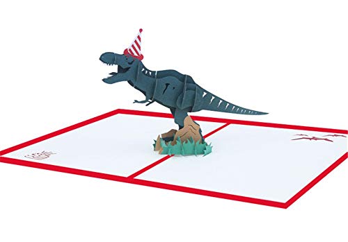 MUROAD Tarjeta de Felicitación para Cumpleaños - 3D Pop up Tarjetas de cumpleaños para niños, Dinosaurio