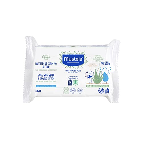 MUSTELA Toallitas al Agua Bio Paquete 60unds, Negro