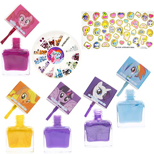 My Little Pony - Townley Girl Hasbro Juego De Actividades De Esmalte De Uñas Peel-Off Para Niñas, Mayores De 3 Años Con 5 Colores De Esmalte De Uñas, 240 Gemas De Uñas Y Bolsa, Para Fiestas, Pijamadas