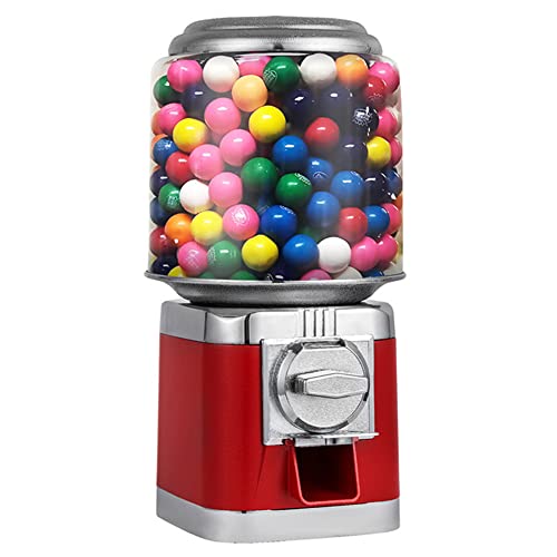 N / B Máquina de chicles para niños, máquina expendedora roja con Globo cilíndrico, dispensador de Caramelos Que Funciona con Monedas y máquina de chicles, sin Soporte