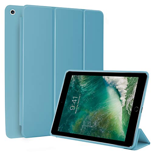 N NEWTOP Funda compatible para Apple iPad 9.7" 2017-2018 5/6ª generación, funda Flip Smart Libro Ori Case Ultra Delgada Ligera Stand Función Wake/Sleep Simil piel (azul)